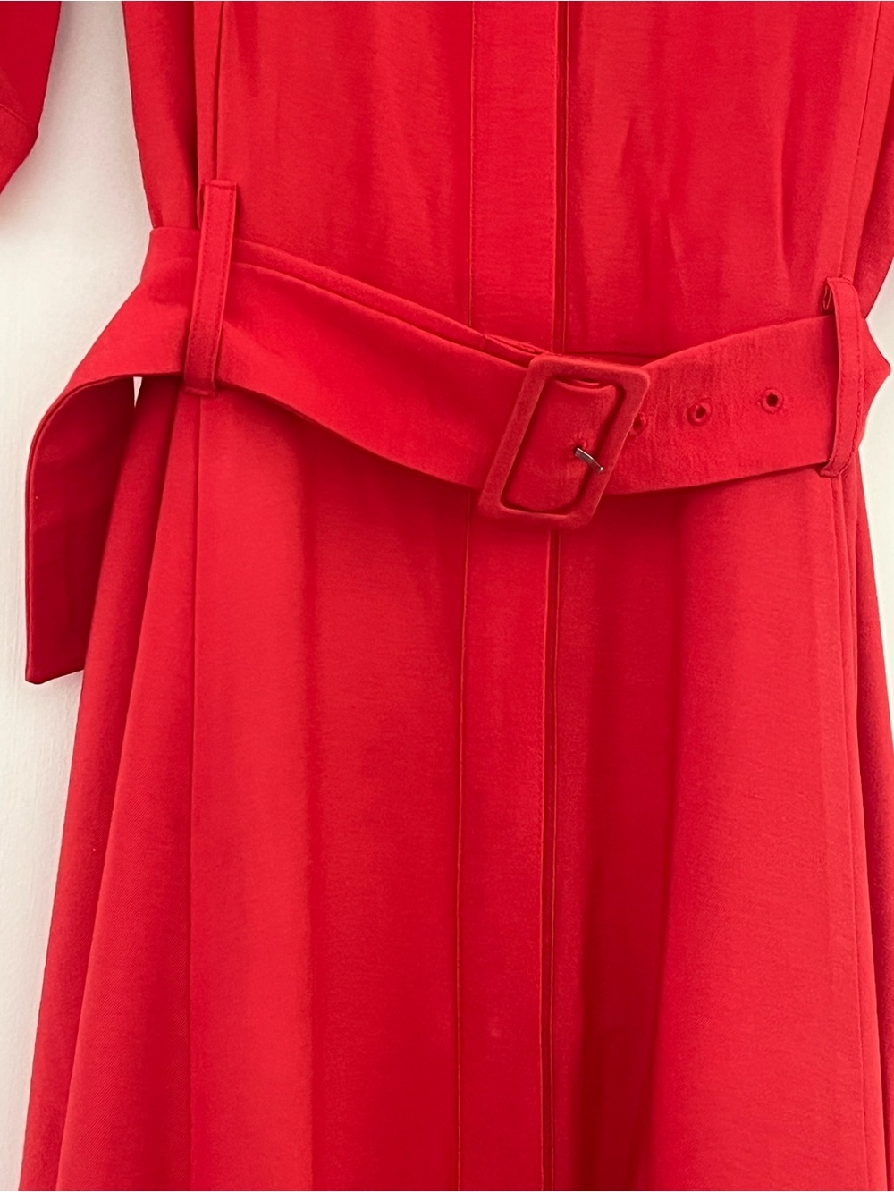 LOFT Classic Red Belted Tailored Shirt Dress Size 12 - Picture 2 of 15